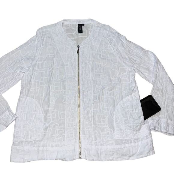 Focus Casual Life Womens Jacket Cotton Full Zip Lightweight White Large - Picture 2 of 9